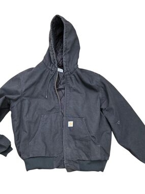 Carhartt Black Hooded Work Jacket #14806 Sz L